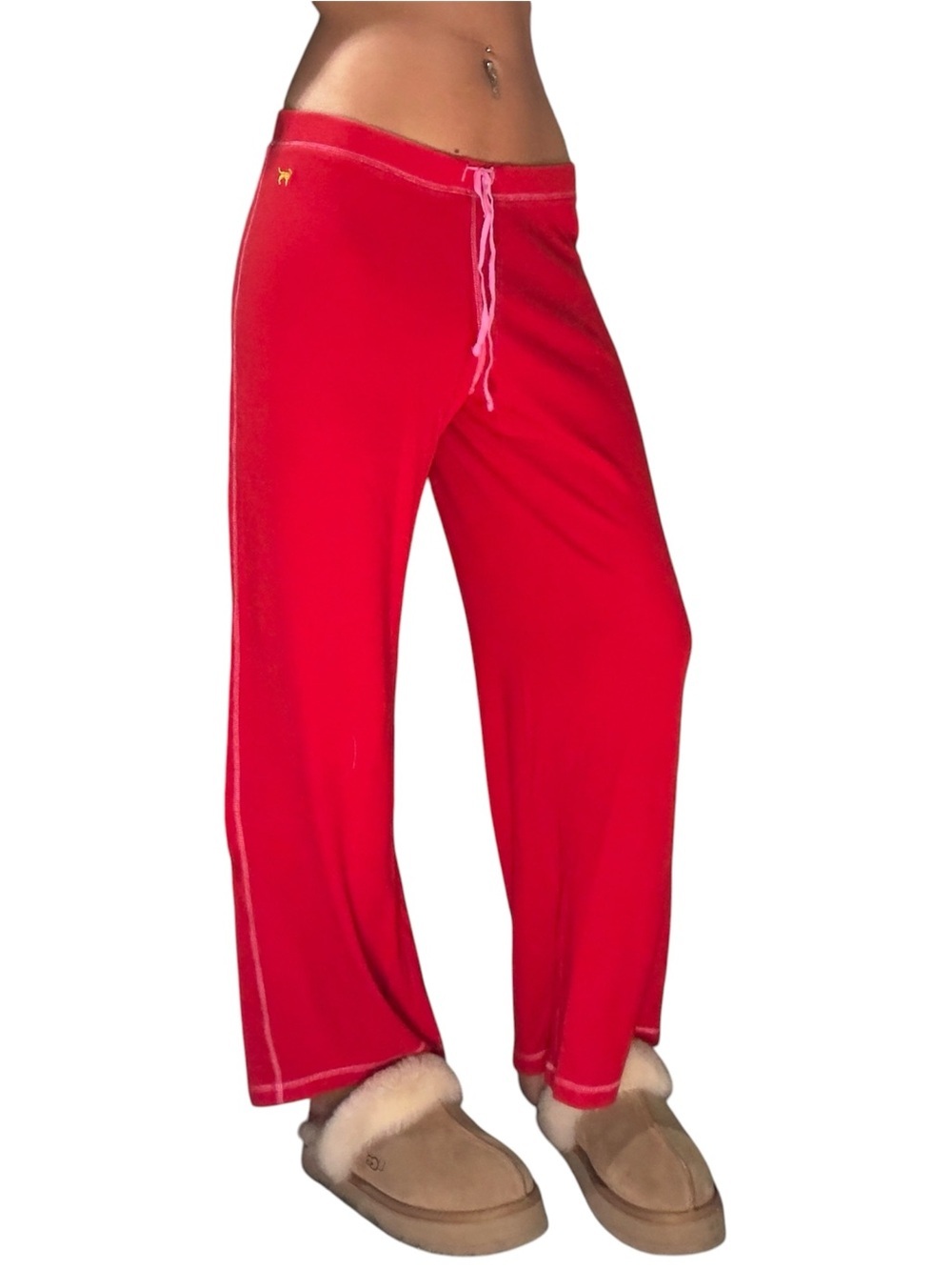 Y2K Victorias Secret Pink Red Lounge Pants with Drawstring